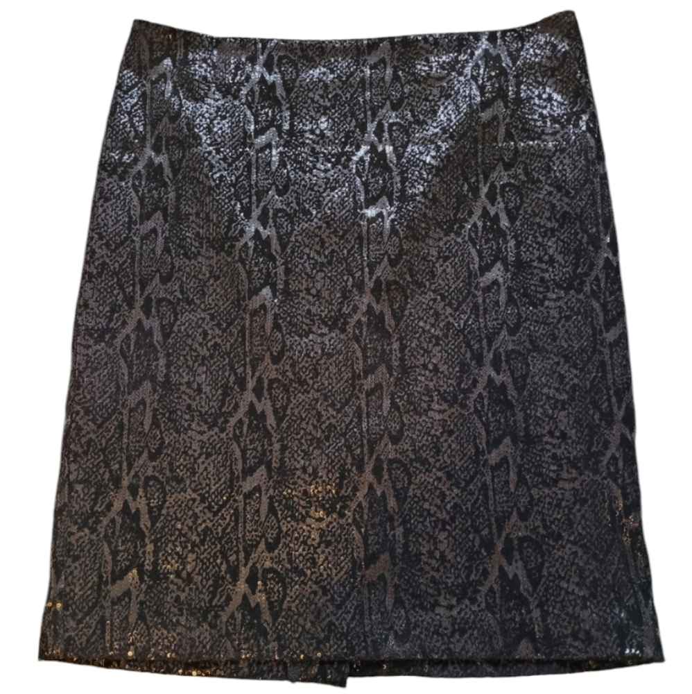NWT Sequin Pencil Skirt Tailored Burnout Velvet Animal Print Melanie Lyne